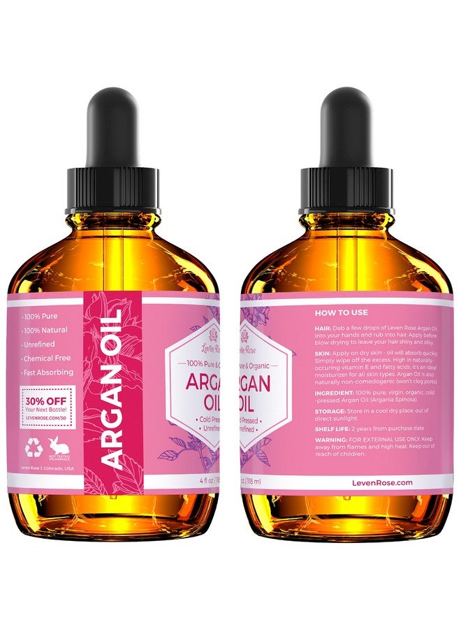 Leven Rose Argan Oil for Face, Hair and Skin - 4 oz 100% Pure Moroccan Cold-Pressed Organic - Image 5