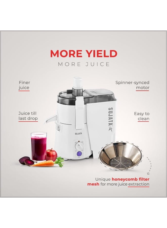 Sujata Multimix Juicer Mixer Grinder|900 Watts Double Ball Bearing Motor|22000 RPM|Non-Stop 90 Mins Running|3 Jars including 1750ml Blender with Coconut Milk Extractor,1000ml, 500ml Jar| (White) - Image 3
