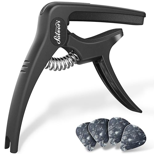 Salvori Exclusive Obsidian Black 'Dark Knight' Heavy-Duty Multi-Instrument Capo with 4 Picks, Clip for Classical Guitar, Ukulele, Mandolin, Banjo - Image 1