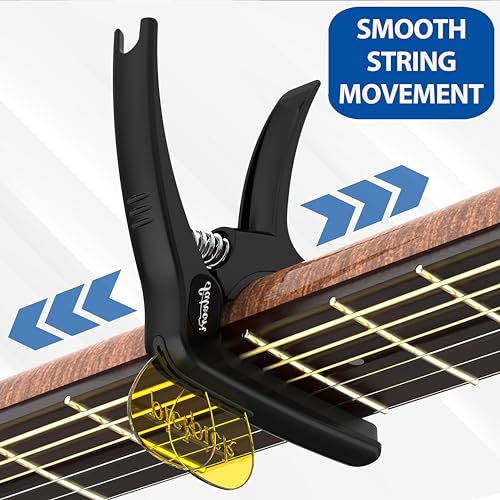 Salvori Exclusive Obsidian Black 'Dark Knight' Heavy-Duty Multi-Instrument Capo with 4 Picks, Clip for Classical Guitar, Ukulele, Mandolin, Banjo - Image 3