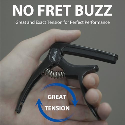 Salvori Exclusive Obsidian Black 'Dark Knight' Heavy-Duty Multi-Instrument Capo with 4 Picks, Clip for Classical Guitar, Ukulele, Mandolin, Banjo - Image 2