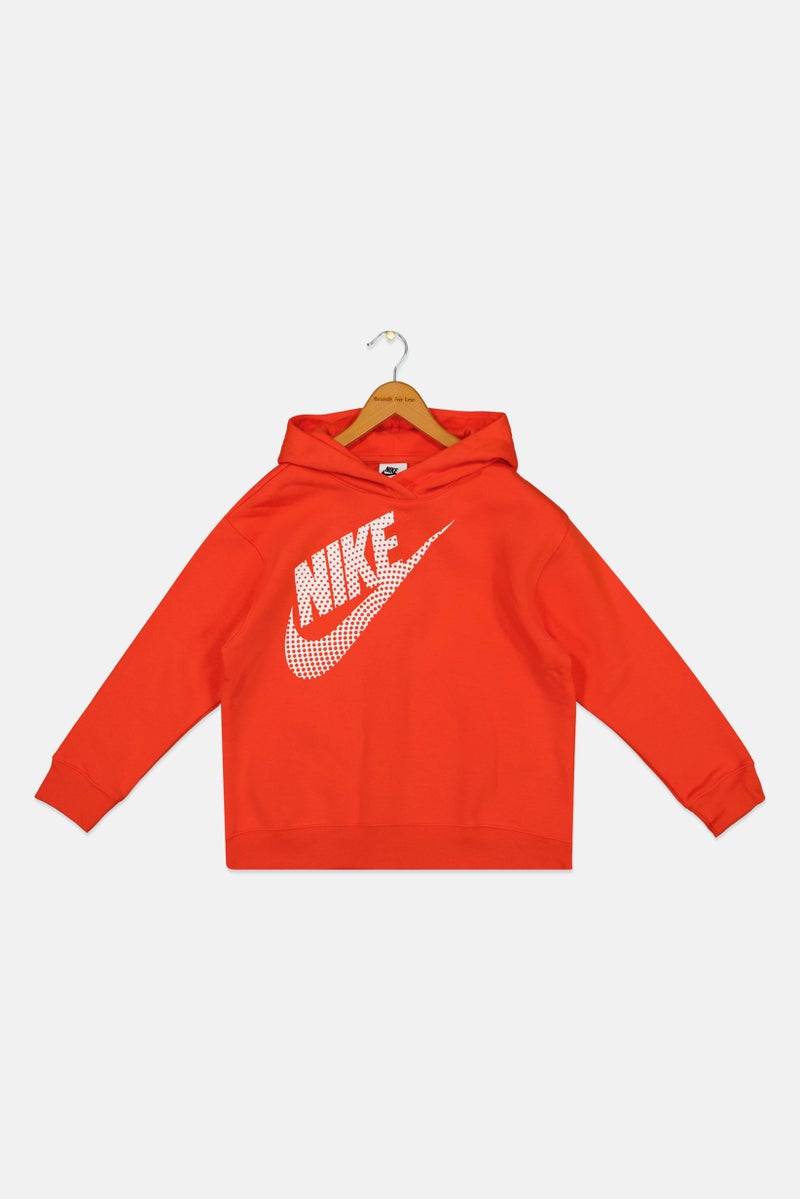 Nike هودي خارجي طويل الأكمام للفتيات، برتقالي - Image 2