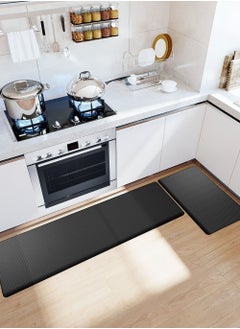 HomarKet Kitchen Mats 2 PCS, Waterproof & Non-Slip Kitchen Rugs, Anti-Fatigue Floor Mats for Kitchen Floors, Offices & Laundries, Durable Resilient Kitchen Rug Set, 17.7"×29.5"+17.7"×59",Black  - Image 1