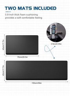 HomarKet Kitchen Mats 2 PCS, Waterproof & Non-Slip Kitchen Rugs, Anti-Fatigue Floor Mats for Kitchen Floors, Offices & Laundries, Durable Resilient Kitchen Rug Set, 17.7"×29.5"+17.7"×59",Black  - Image 2