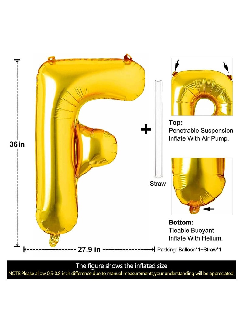 Goldedge 32 Inch Giant Gold  Letter F Foil Helium Balloons Big Single Mylar Balloon Birthday Party Decoration Supply Baby Shower (Gold F)  - Image 2