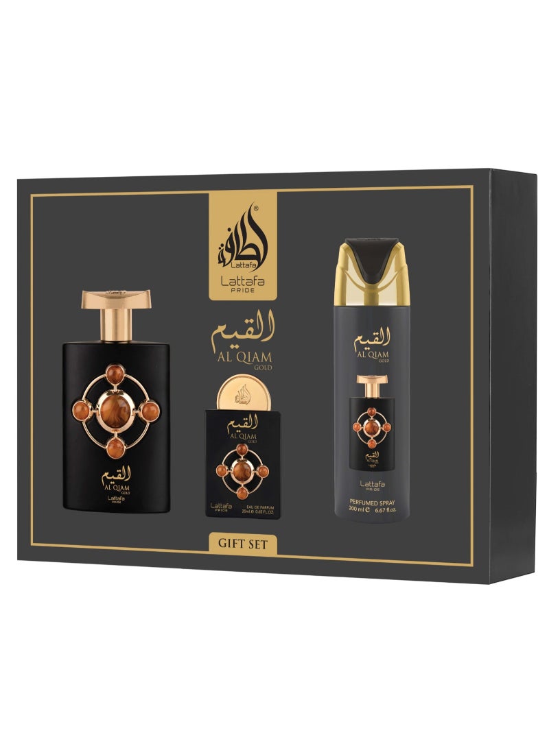 Lattafa PRIDE GIFTSET Al Qiam Gold | Set 3-Piece (Edp 100ml + Edp 20ml + Deodorant 200ml) - Image 5