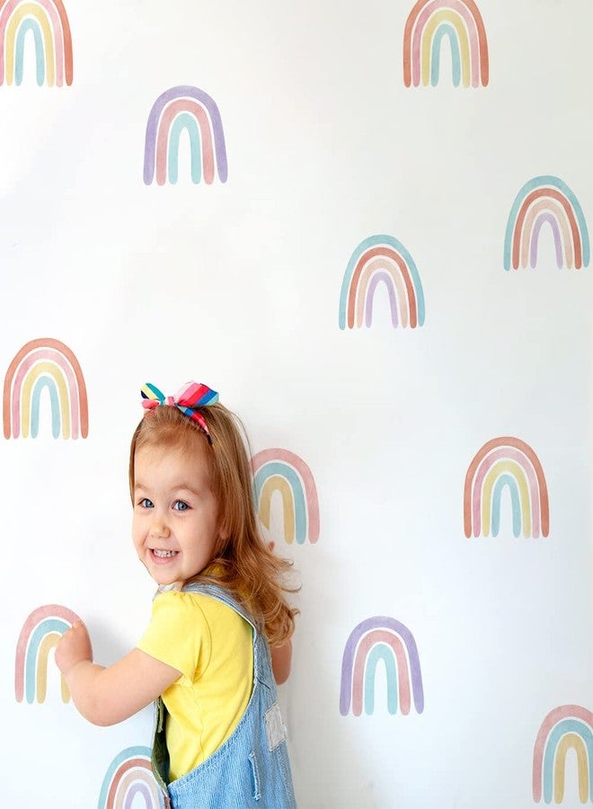YouRfocus Watercolor Rainbow Wall Decals for Girls Bedroom 36 Pcs, Rainbow Stickers for Wall Mural Vinyl Peel and Stick DIY Decorations (6 Sheets) - Image 1