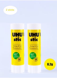 UHU Solid Glue Stick 8.2g, 2 Packs, Safe and Environmentally Friendly Water-Soluble Formula, Suitable for Office Strong Adhesive, Transparent Color  - Image 1