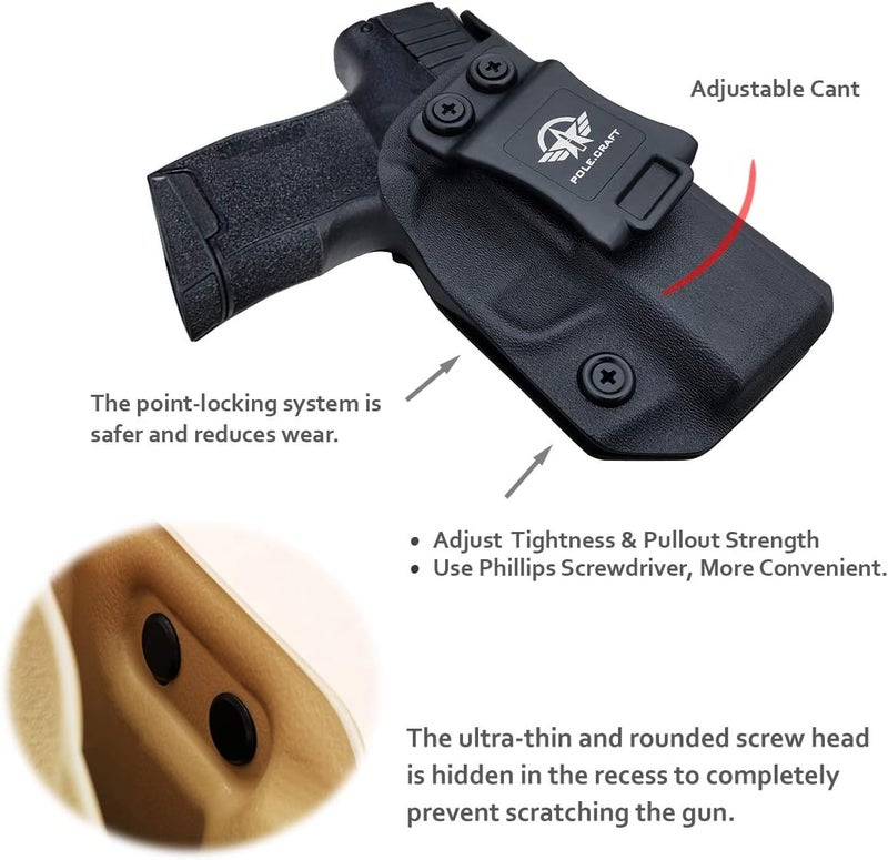 POLE.CRAFT Sig P365 Holster IWB Kydex Custom Fit: Sig Sauer P365 / P365 SAS / P365 X Pistol - Inside Waistband - Adj. Cant Retention - Image 4