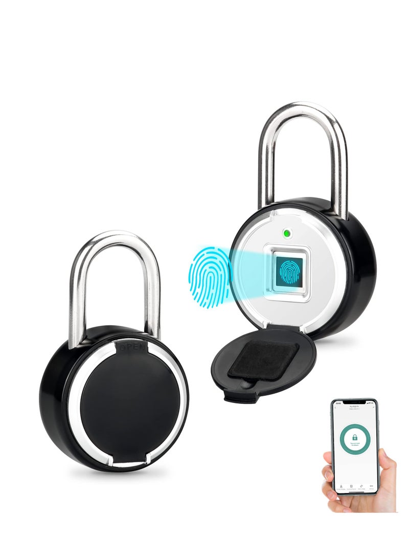 SOLARAE Fingerprint Padlock, Rechargeable USB Keyless Door Smart Lock, IP55 Waterproof Bluetooth APP Fingerprint Locker, Biometric Thumbprint Smart Lock, for Gym, Office, Luggage, Suitcase, Backpack - Image 1