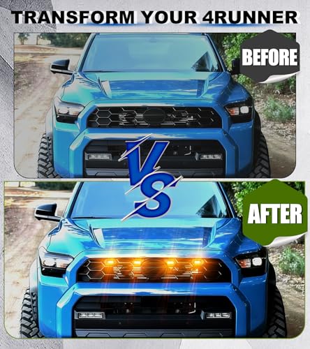 NEOXIST Direct-Snap LED Grill Lights for 2025 2026 Toyota 4Runner Raptor Lights 6th Gen 4 Runner Accessories Front Bumper Grille Light Bar (Amber, TRD Sport & Off Road Only) - Image 3