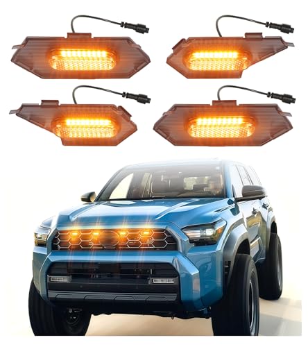 NEOXIST Direct-Snap LED Grill Lights for 2025 2026 Toyota 4Runner Raptor Lights 6th Gen 4 Runner Accessories Front Bumper Grille Light Bar (Amber, TRD Sport & Off Road Only) - Image 1