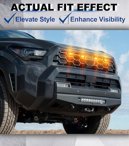 NEOXIST Direct-Snap LED Grill Lights for 2025 2026 Toyota 4Runner Raptor Lights 6th Gen 4 Runner Accessories Front Bumper Grille Light Bar (Amber, TRD Sport & Off Road Only) - Image 4