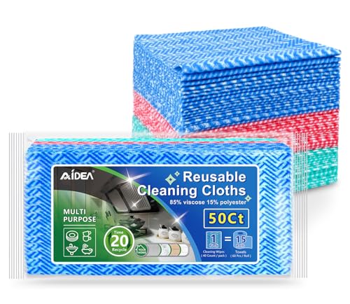 AIDEA Cleaning Wipes Reusable Paper Towels Disposable Towels Domestic Wipes for DishKitchen 50 Count MultiPurpose Cleaning Dish Rags 12 12 Inch - Image 1