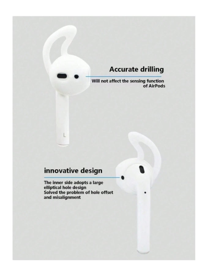white Anti-lost silicone earphone set – 6 multi-functional pieces to protect and hold wireless earphones (white/black) - Image 5