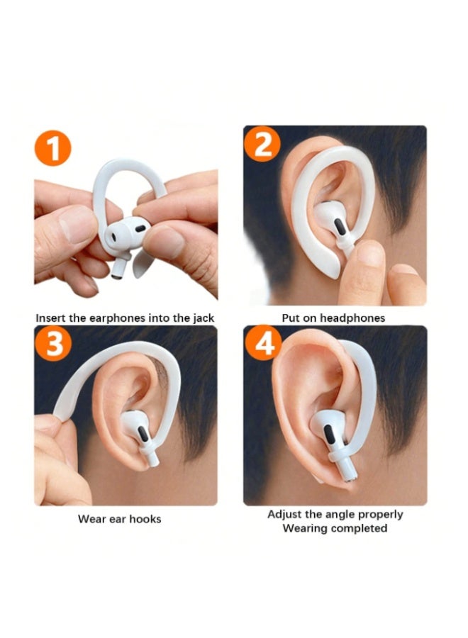white Anti-lost silicone earphone set – 6 multi-functional pieces to protect and hold wireless earphones (white/black) - Image 3