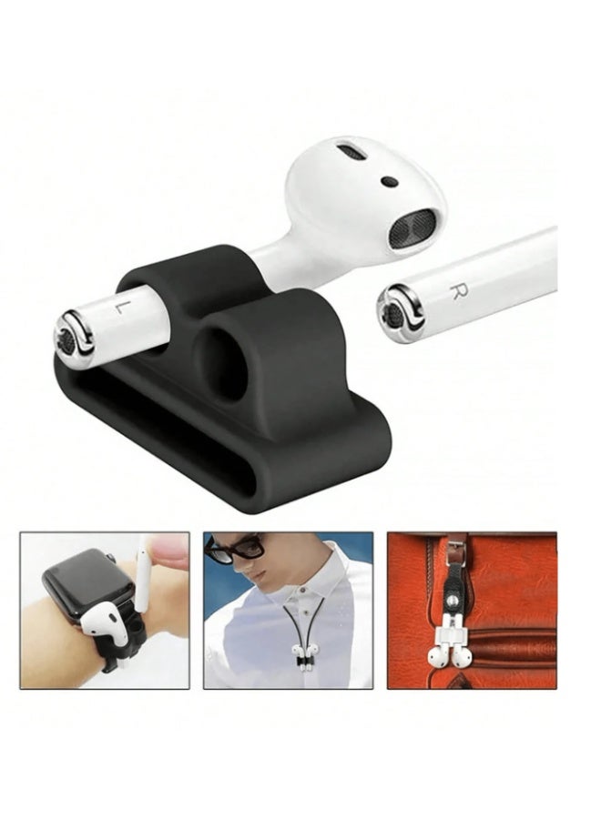 white Anti-lost silicone earphone set – 6 multi-functional pieces to protect and hold wireless earphones (white/black) - Image 2