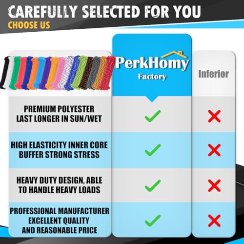 PerkHomy 90 ft 1/4 inch (7mm) Polyester Rope (Nylon - Like Durability) Poly Flag Pole Clothes Line Camping Utility Good for Tie Pull Swing Climb Knot (Black) - Image 3