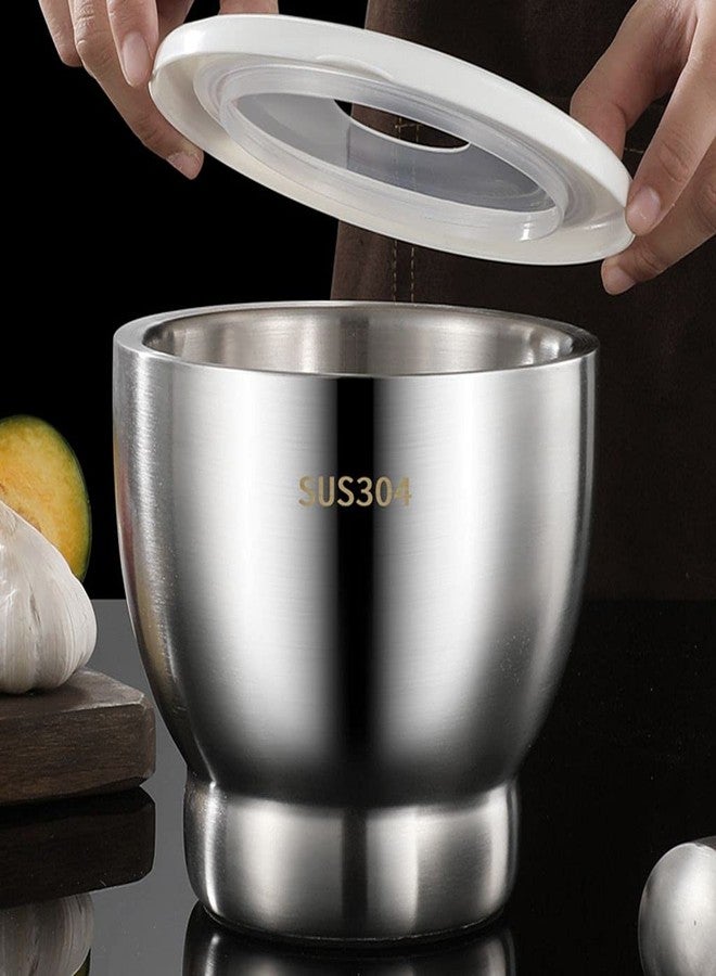HomDSim Mortar and Pestle Set 5 Inch Large Capacity Stainless Steel Heavy Polished, Enhanced Performance Spice Grinder with Lid - Image 2