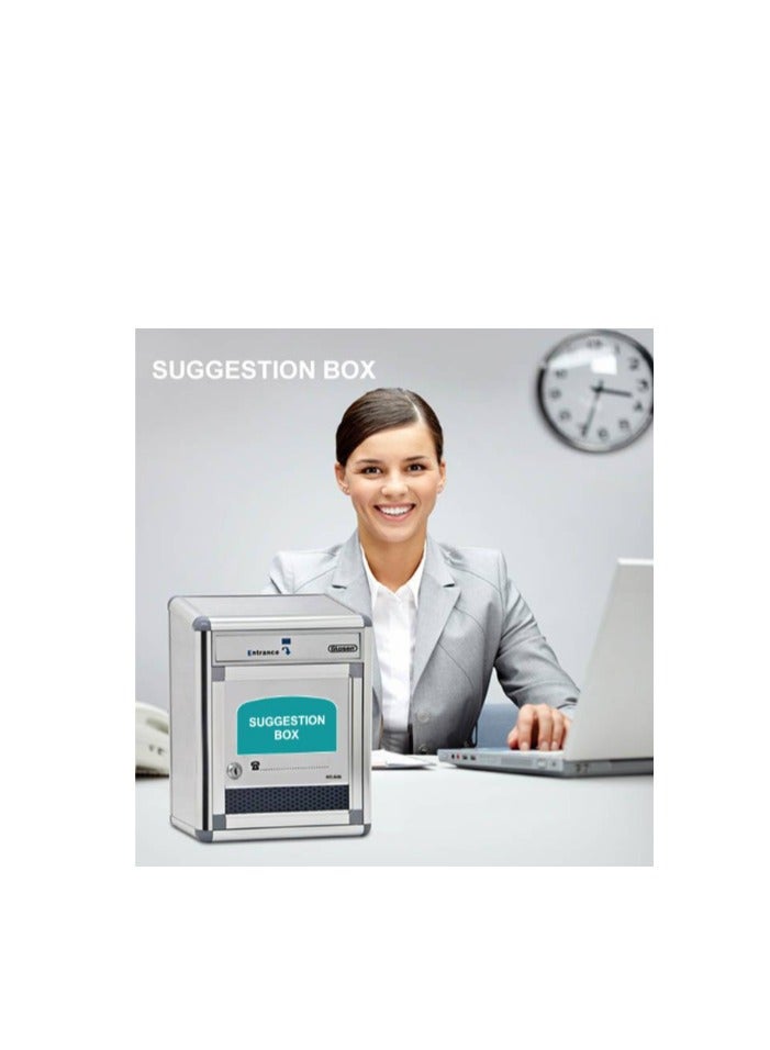 Glosen Aluminum wall mount suggestion box/donation,COMPLAINT box with Lock Suggestion Box with security lock Aluminum 220X120x290 Silver MULTIFUNCTION BOX - Image 2