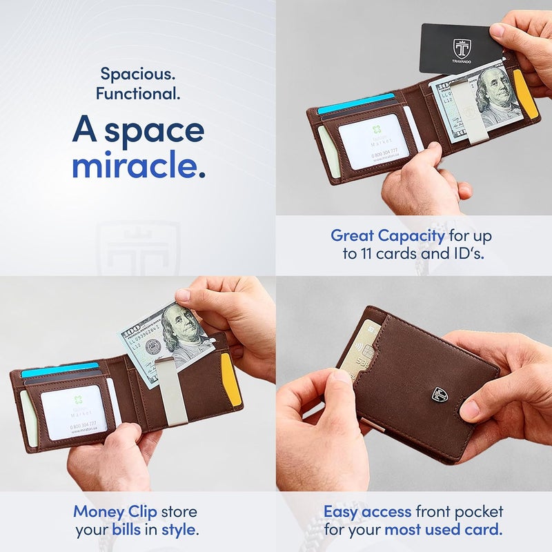 TRAVANDO Mens Wallet with Money Clip AUSTIN RFID Blocking Bifold Credit Card Holder for Men with Gift Box - Image 3