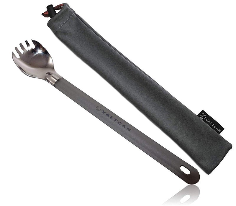 Valtcan Titanium Spork Long Handle Polished Bowl 9 inch 230mm Camping Backpacking Essential Utensil - Image 2