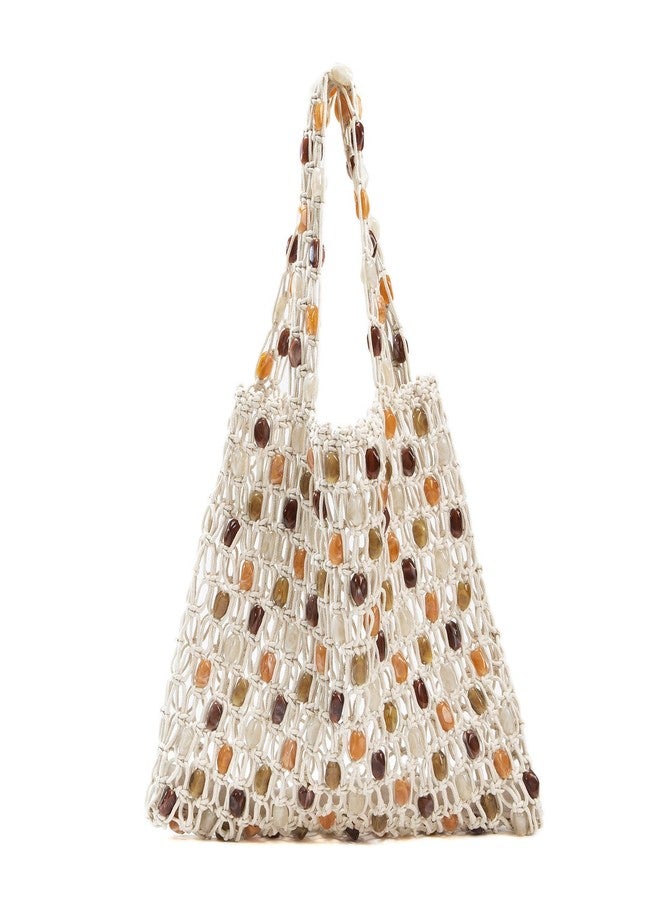 PHILOMENA Boho Crochet Shoulder Bag for Women, Colorful Beaded Beach Tote Handbag Lightweight Summer Knit Hobo Purse &Travel Organizer (Style 1) - Image 1