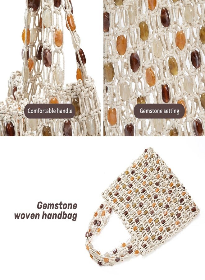 PHILOMENA Boho Crochet Shoulder Bag for Women, Colorful Beaded Beach Tote Handbag Lightweight Summer Knit Hobo Purse &Travel Organizer (Style 1) - Image 5