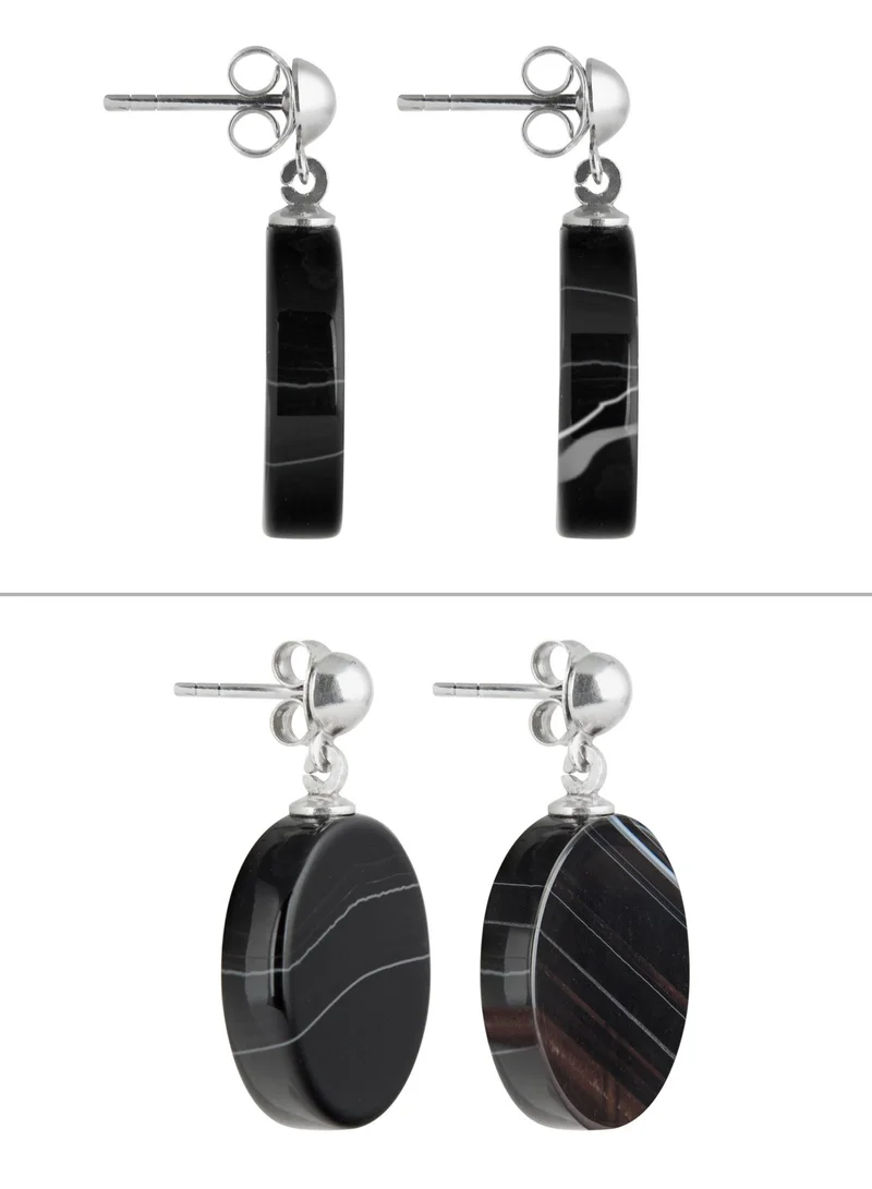 Minza  Minza ” Glory ” Pure 925 Sterling Silver, agate stone, Handmade Earrings for Women, Stud Earrings, 0.800 grams of Silver, Jewelry for Casual & Special Occasion for Women | Best Price UAE