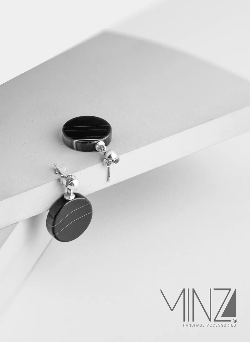 Minza  Minza ” Glory ” Pure 925 Sterling Silver, agate stone, Handmade Earrings for Women, Stud Earrings, 0.800 grams of Silver, Jewelry for Casual & Special Occasion for Women | Best Price UAE