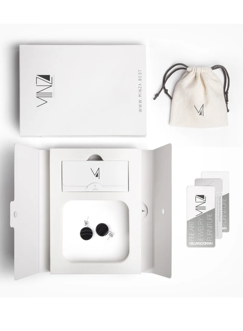 Minza  Minza ” Glory ” Pure 925 Sterling Silver, agate stone, Handmade Earrings for Women, Stud Earrings, 0.800 grams of Silver, Jewelry for Casual & Special Occasion for Women | Best Price UAE