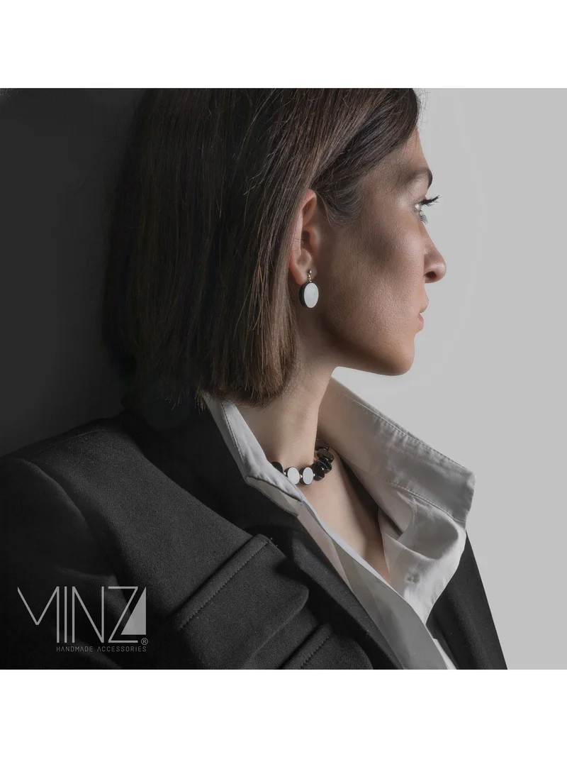 Minza  Minza ” Glory ” Pure 925 Sterling Silver, agate stone, Handmade Earrings for Women, Stud Earrings, 0.800 grams of Silver, Jewelry for Casual & Special Occasion for Women | Best Price UAE