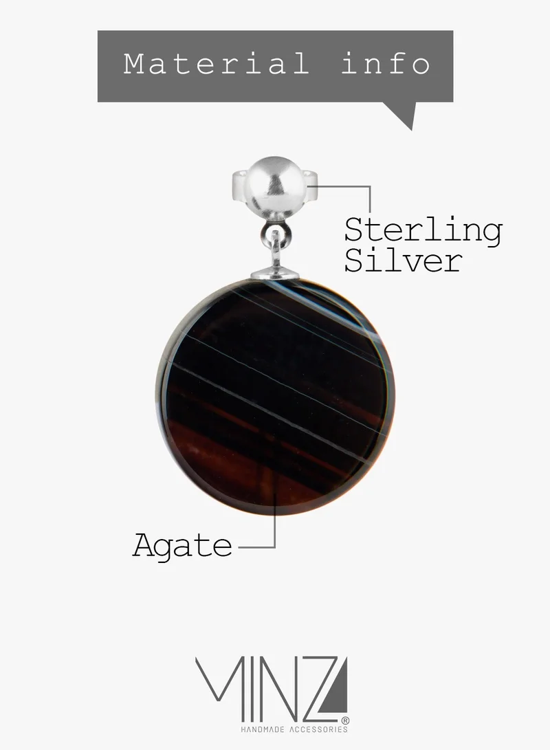 Minza  Minza ” Glory ” Pure 925 Sterling Silver, agate stone, Handmade Earrings for Women, Stud Earrings, 0.800 grams of Silver, Jewelry for Casual & Special Occasion for Women | Best Price UAE