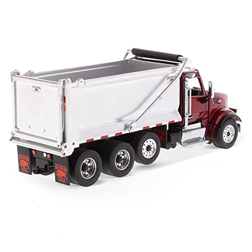 Diecast Masters Peterbilt Model 567 Dump Truck Metallic Red Tandem with Pusher Axle PACCAR Engine Ox Bodies Stampede Cab 150 Scale Semi Trucks 71077 - Image 5