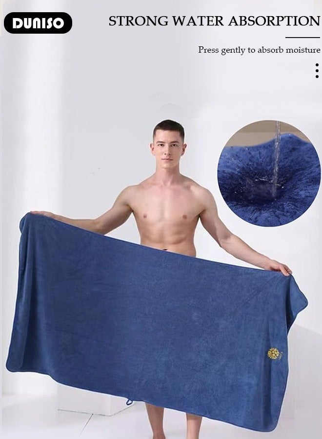 DUNISO Men's Bath Wrap Towel Spa Robe with Pocket Adjustable Sauna Towels Wearable Body Wrap Towel Water Absorbent Quick-Drying Microfiber Shower Bath Towel  - Image 2