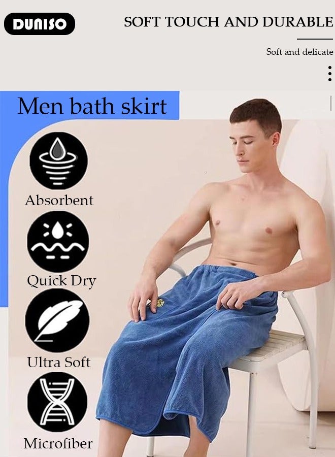 DUNISO Men's Bath Wrap Towel Spa Robe with Pocket Adjustable Sauna Towels Wearable Body Wrap Towel Water Absorbent Quick-Drying Microfiber Shower Bath Towel  - Image 5