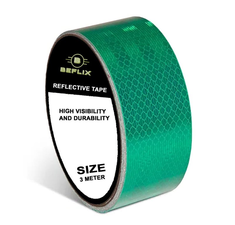 Beflix ® High Intensity Radium Reflective Tape - 3 Meters in Length 48mm / 2" Width - 1 Roll Per Pack - For car Bike and commercial vehicles Conspicuity reflective warning tape (GREEN) - Image 1