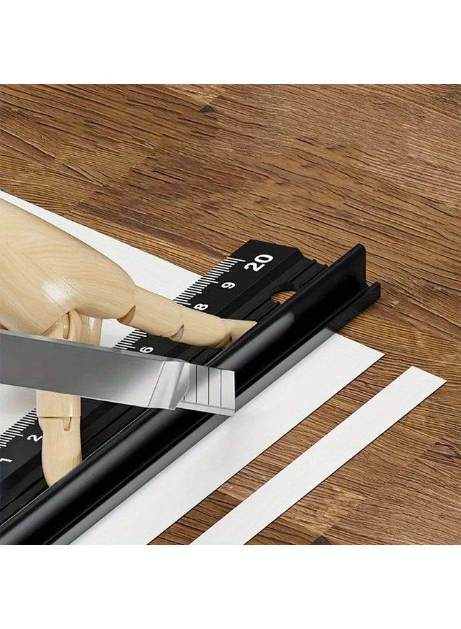 3pcs Black Industrial Grade Aluminum Ruler Set 3 Sizes Cut Resistant Non Slip Grip Precision Measuring Tool - Image 5