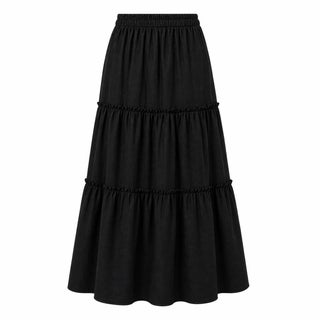 Women's Long Spanish Linen Roles Flounce Skirt – Maxi Linen Tiered Women Skirt – Long Modest Wear – Length 100 cm – Free Size – Multicolor