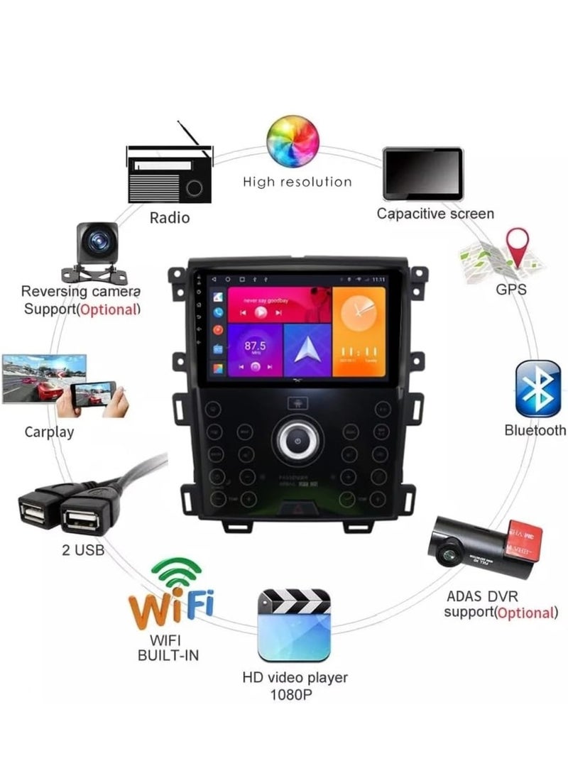 RAYMOS - Android Car Stereo For Ford Edge 2010-2015 4GB RAM QLED Touch Screen Support Apple Carplay Android Auto Wireless Fast Interface Quick Boot Bluetooth USB SIM Card DSP - Image 1