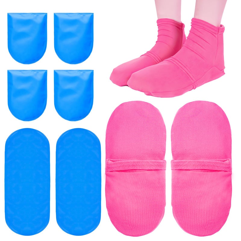 Reusable Cold Therapy Socks Gel Ice Pack for Feet Heels Injuries Swelling Hot and Cold Therapy Socks for Plantar Fasciitis Neuropathy Chemotherapy Pain Relief for Foot Ankle Pink