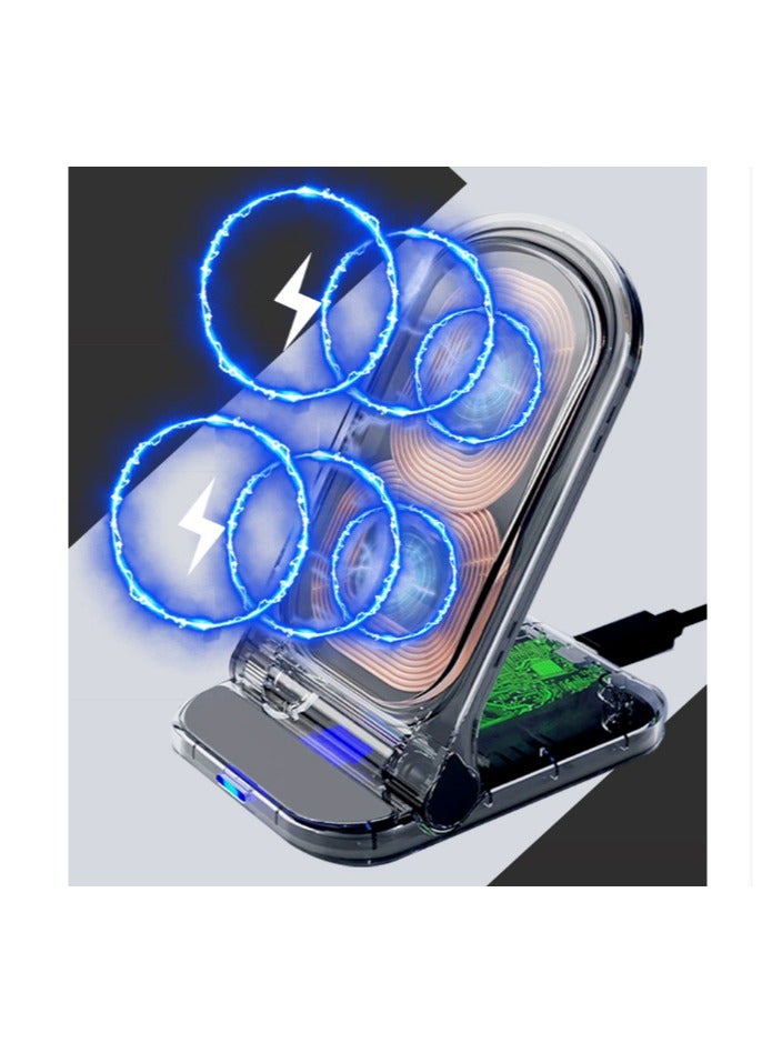 General Foldable Phone Stand Wireless Fast Charge Support Huawei Portable Wireless Charger  - Image 4
