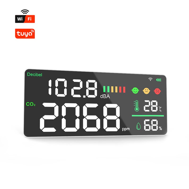 Tuya Wifi Wall-mounted Digital Decibel Meter Carbon Dioxide Meter Temperature and Humidity Tester 4in1 Household Multi-functional Environment Air Quality Detector - Image 1