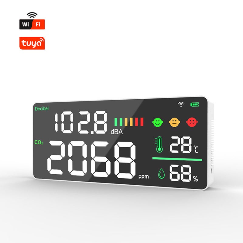 Tuya Wifi Wall-mounted Digital Decibel Meter Carbon Dioxide Meter Temperature and Humidity Tester 4in1 Household Multi-functional Environment Air Quality Detector - Image 3