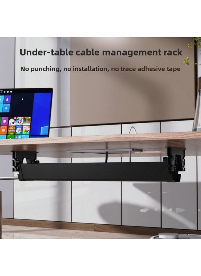 Under The Table Line Management Rack Desk Main Tube Table Collection Line Storage Routing Groove Wire Draw Plate Wire Arrangement Wire Harness Device-Color:Black 550*180*120