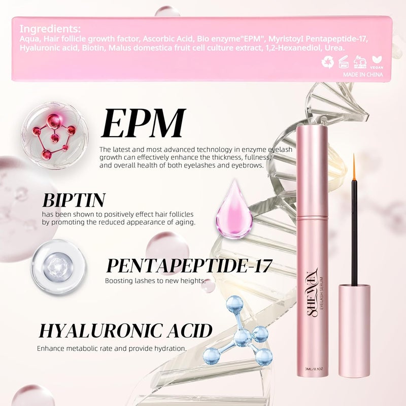 Shein Rapid Eyelash Growth Serum Biotin Eyebrows Enhancing Vitamins Peptides Amino Acids Lash for Thicker Longer Eyelashes Eyebrows IrritationFree Formulated 3ML - Image 2