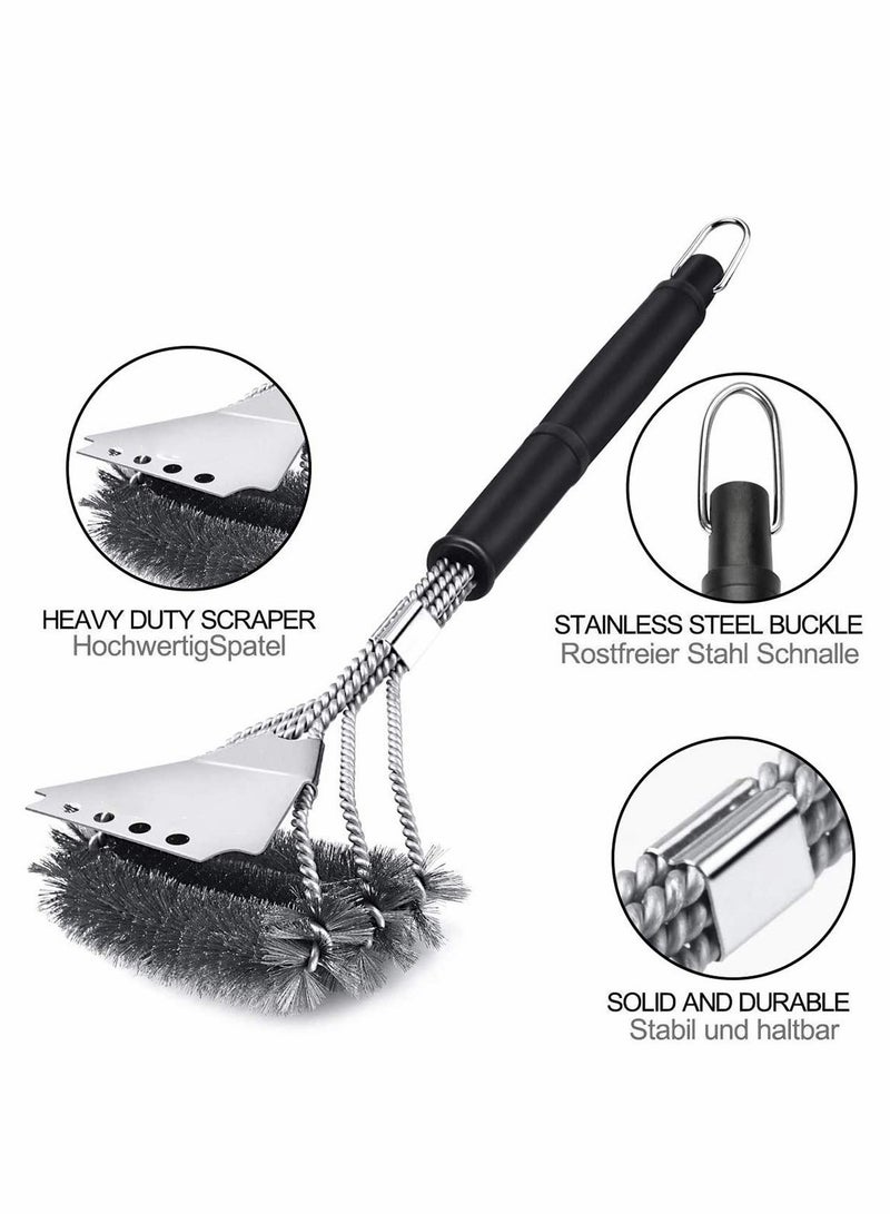 Zikra Spatula Stainless Steel Wire Bristles Camping Brush Ideal for Charcoal Gas Electric Grill Stainless Steel Grill Cleaning Brush BBQ Grill Barbecue Brush with Stainless Steel Bristles - Image 3