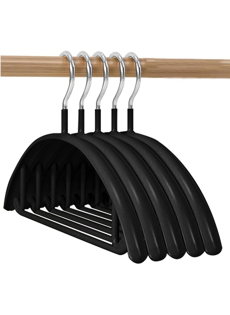 TYCOM Non Slip Hangers Suit Hangers 5 Pack Clothes Hangers with No Shoulder Bump Design for Coats Jackets Pants Dress Clothe Black 5 Piece.  - Image 1