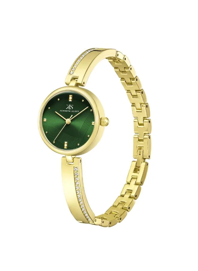 كينيث سكوت Kenneth Scott K23506-GBGG Women's Analog Display Watch & Alloy Strap Gold