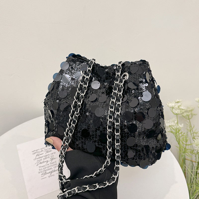 This Year'S Popular Sequined Niche Design Bag Women'S Bag All-Match Chain Messenger Bag Shoulder Bucket Bag - Image 1